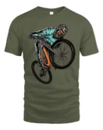 Extreme Mountain Bike Graphic Tee Freestyle Rider Sport Tshirt - military green t-shirt on white background