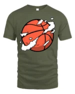 Cool Basketball Graphic Tee Sport Style Urban Game Tshirt - military green t-shirt on white background