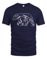 Minimal Bear Nature Graphic Tee Mountain Forest Art Tshirt - navy t-shirt on white background