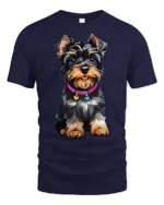 Cute Yorkshire Terrier Graphic Tee Adorable Puppy Lover Tshirt - navy t-shirt on white background