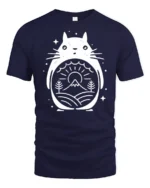 Cute Totoro Style Forest Graphic Tee Nature Spirit Tshirt - navy t-shirt on white background