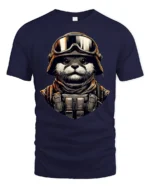 Tactical Otter Soldier Graphic Tee Military Style Tshirt - navy t-shirt on white background