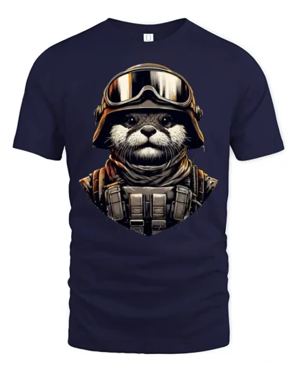 Tactical Otter Soldier Graphic Tee Military Style Tshirt - navy t-shirt on white background