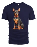 Cute Doberman Dog Graphic Tee Loyal Puppy Lover Tshirt - navy t-shirt on white background