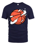 Cool Basketball Graphic Tee Sport Style Urban Game Tshirt - navy t-shirt on white background