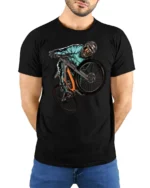 Extreme Mountain Bike Graphic Tee Freestyle Rider Sport Tshirt - model wearing black tee with hands behind back