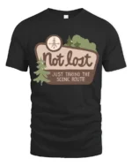 Not Lost Scenic Route Tshirt Funny Travel Adventure Graphic - black t-shirt on white background