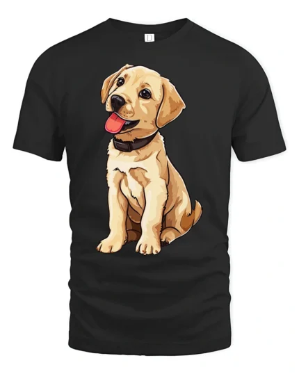 Cute Labrador Puppy Tshirt Adorable Dog Lover Graphic Style - black t-shirt on white background