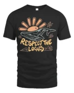Respect The Locals Whale Tshirt Funny Ocean Nature Graphic - black t-shirt on white background