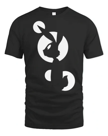 Minimalist Fox Moon Silhouette Tshirt Modern Animal Graphic - black t-shirt on white background