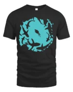 Shark Circle Ocean Diver Tshirt Cool Marine Life Graphic - black t-shirt on white background