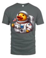Cute Astronaut Duck Tshirt Funny Space Animal Graphic - gray t-shirt on white background
