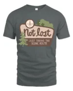 Not Lost Scenic Route Tshirt Funny Travel Adventure Graphic - gray t-shirt on white background