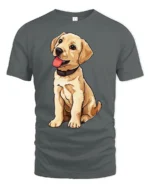 Cute Labrador Puppy Tshirt Adorable Dog Lover Graphic Style - gray t-shirt on white background