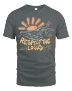 Respect The Locals Whale Tshirt Funny Ocean Nature Graphic - gray t-shirt on white background