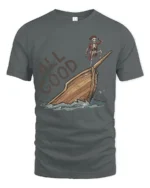 All Good Funny Pirate Skeleton Tshirt Sinking Ship Humor - gray t-shirt on white background
