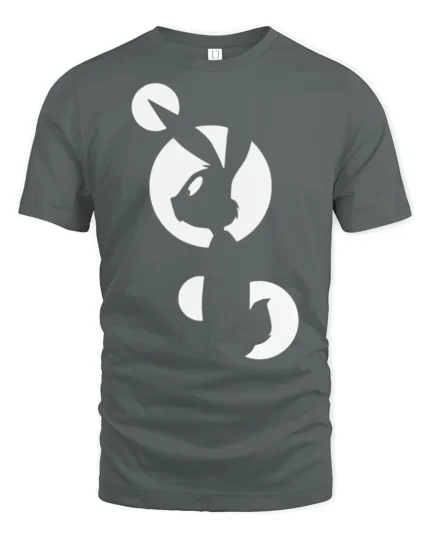 Minimalist Fox Moon Silhouette Tshirt Modern Animal Graphic - gray t-shirt on white background