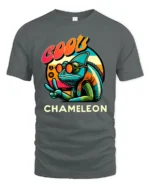 Cool Chameleon Peace Sign Tshirt Retro Funny Lizard Graphic - gray t-shirt on white background