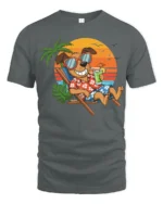 Funny Relaxing Dog Beach Tshirt Tropical Vacation Vibes - gray t-shirt on white background
