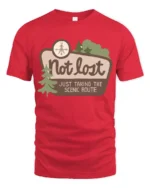 Not Lost Scenic Route Tshirt Funny Travel Adventure Graphic - red t-shirt on white background