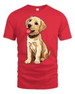 Cute Labrador Puppy Tshirt Adorable Dog Lover Graphic Style - red t-shirt on white background