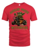 Funny Goblin Mode Activated Tshirt Hot Rod Cartoon Graphic - red t-shirt on white background