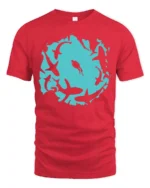 Shark Circle Ocean Diver Tshirt Cool Marine Life Graphic - red t-shirt on white background