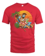 Funny Relaxing Dog Beach Tshirt Tropical Vacation Vibes - red t-shirt on white background