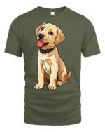 Cute Labrador Puppy Tshirt Adorable Dog Lover Graphic Style - military green t-shirt on white background