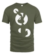 Minimalist Fox Moon Silhouette Tshirt Modern Animal Graphic - military green t-shirt on white background