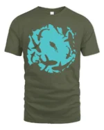 Shark Circle Ocean Diver Tshirt Cool Marine Life Graphic - military green t-shirt on white background