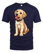 Cute Labrador Puppy Tshirt Adorable Dog Lover Graphic Style - navy t-shirt on white background