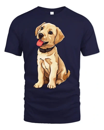 Cute Labrador Puppy Tshirt Adorable Dog Lover Graphic Style - navy t-shirt on white background