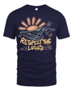 Respect The Locals Whale Tshirt Funny Ocean Nature Graphic - navy t-shirt on white background