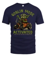 Funny Goblin Mode Activated Tshirt Hot Rod Cartoon Graphic - navy t-shirt on white background