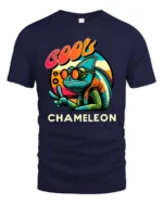 Cool Chameleon Peace Sign Tshirt Retro Funny Lizard Graphic - navy t-shirt on white background