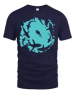 Shark Circle Ocean Diver Tshirt Cool Marine Life Graphic - navy t-shirt on white background