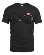 Infinity Nature Adventure Graphic Tshirt Cosmic Mountain Style - black t-shirt on white background