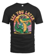Funny See You Later Alligator Retro Summer Graphic Tshirt Style - black t-shirt on white background