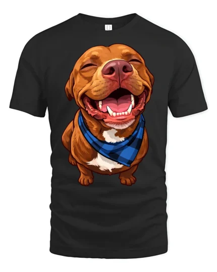 Happy Smiling Dog Graphic Tshirt Cute Pet Lover Style Vibes - black t-shirt on white background