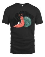 Slow Down Funny Snail Graphic Tshirt Life Humor Relax Style - black t-shirt on white background