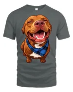 Happy Smiling Dog Graphic Tshirt Cute Pet Lover Style Vibes - gray t-shirt on white background