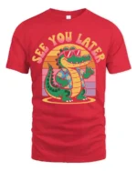 Funny See You Later Alligator Retro Summer Graphic Tshirt Style - red t-shirt on white background