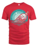 Ocean Message Bottle Ship Graphic Tshirt Calm Sea Adventure Style - red t-shirt on white background