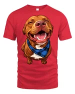 Happy Smiling Dog Graphic Tshirt Cute Pet Lover Style Vibes - red t-shirt on white background