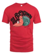Slow Down Funny Snail Graphic Tshirt Life Humor Relax Style - red t-shirt on white background