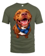 Happy Smiling Dog Graphic Tshirt Cute Pet Lover Style Vibes - military green t-shirt on white background