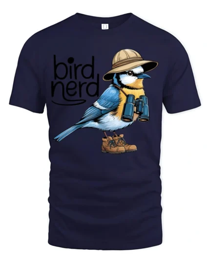 Funny Bird Nerd Graphic Tshirt Cute Birdwatching Humor Style - navy t-shirt on white background