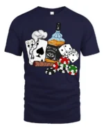 Poker Whiskey Cigar Graphic Tshirt Casino Night Lucky Style - navy t-shirt on white background