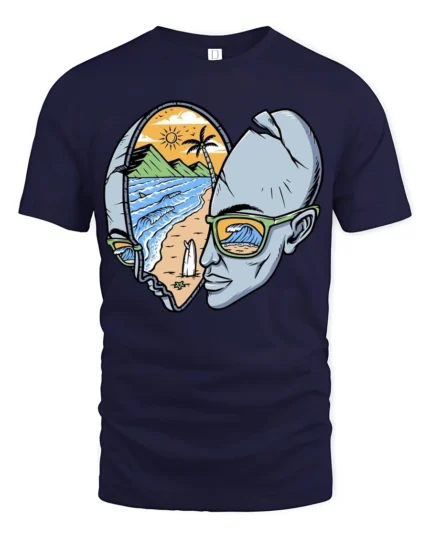 Surf Inside Your Mind Graphic Tshirt Beach Dream Vision Style - navy t-shirt on white background